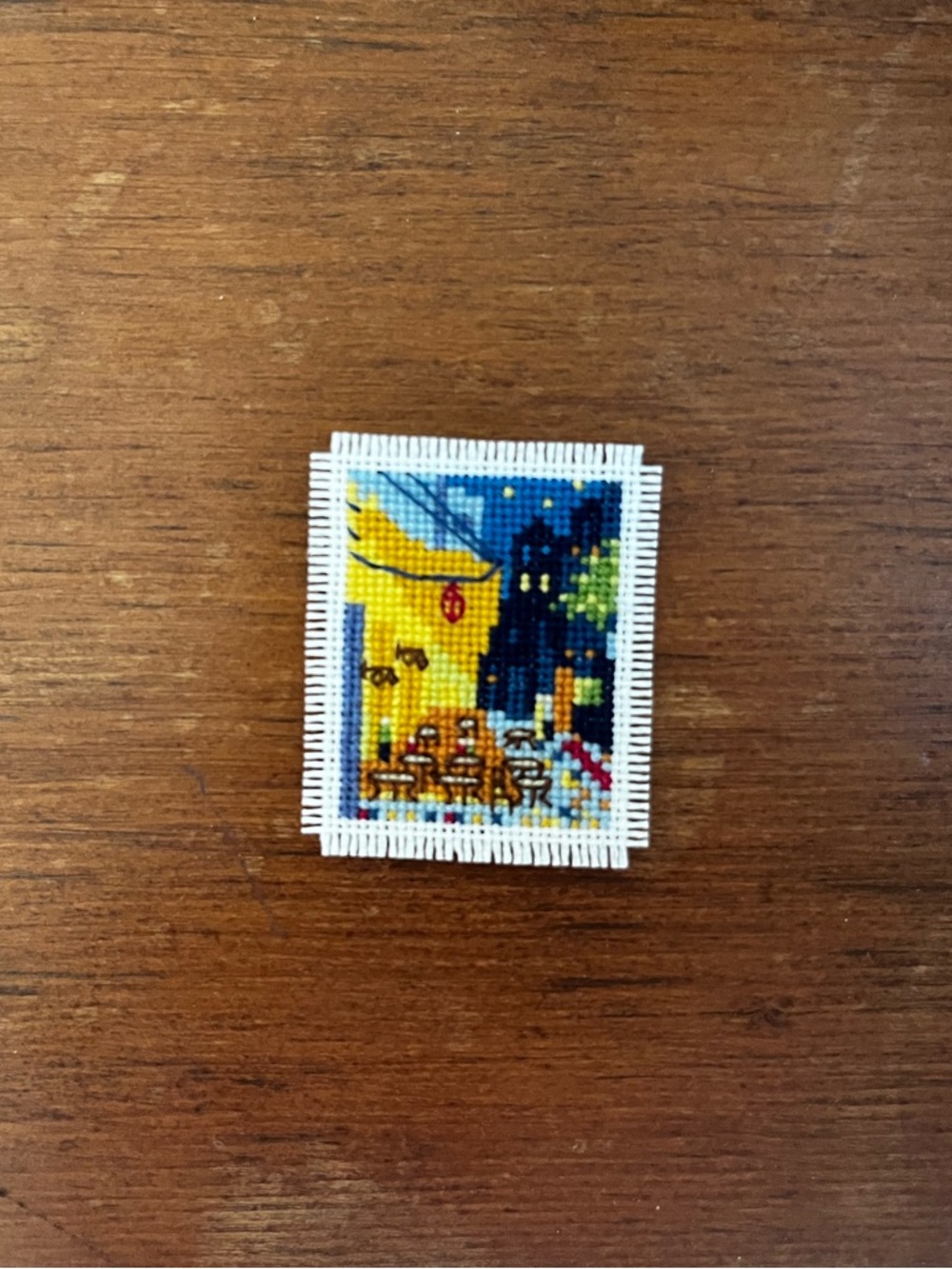 Van Gogh’s “Café Terrace at Night” Mini Cross Stitch Art - Picture 2 of 4